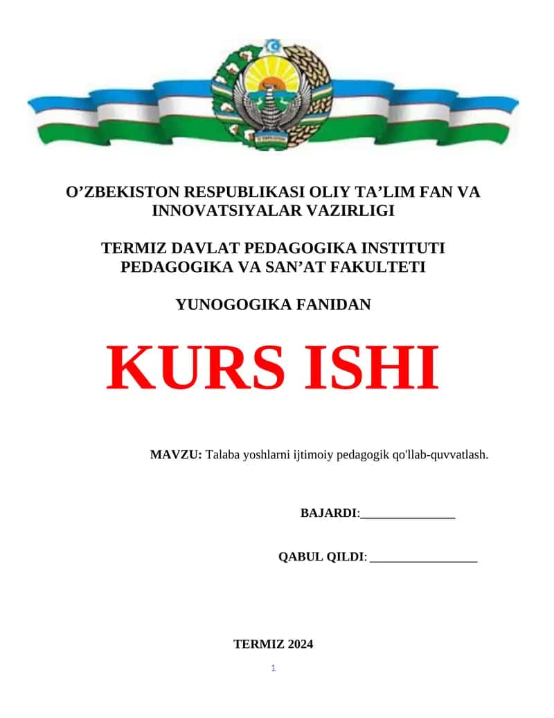 Talaba yoshlarni ijtimoiy pedagogik qo'llab-quvvatlash.
