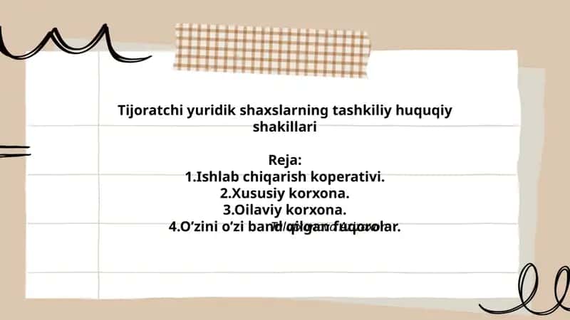 Tijoratchi yuridik shaxslarning tashkiliy huquqiy shakillari
