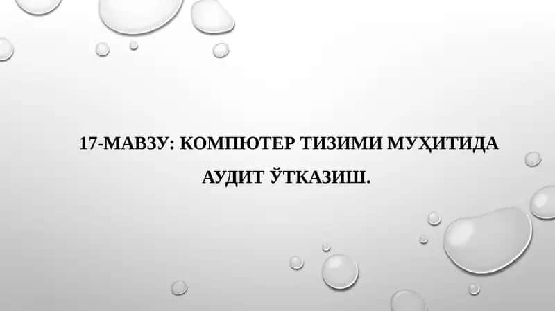 КОМПЮТЕР ТИЗИМИ МУҲИТИДА АУДИТ ЎТКАЗИШ