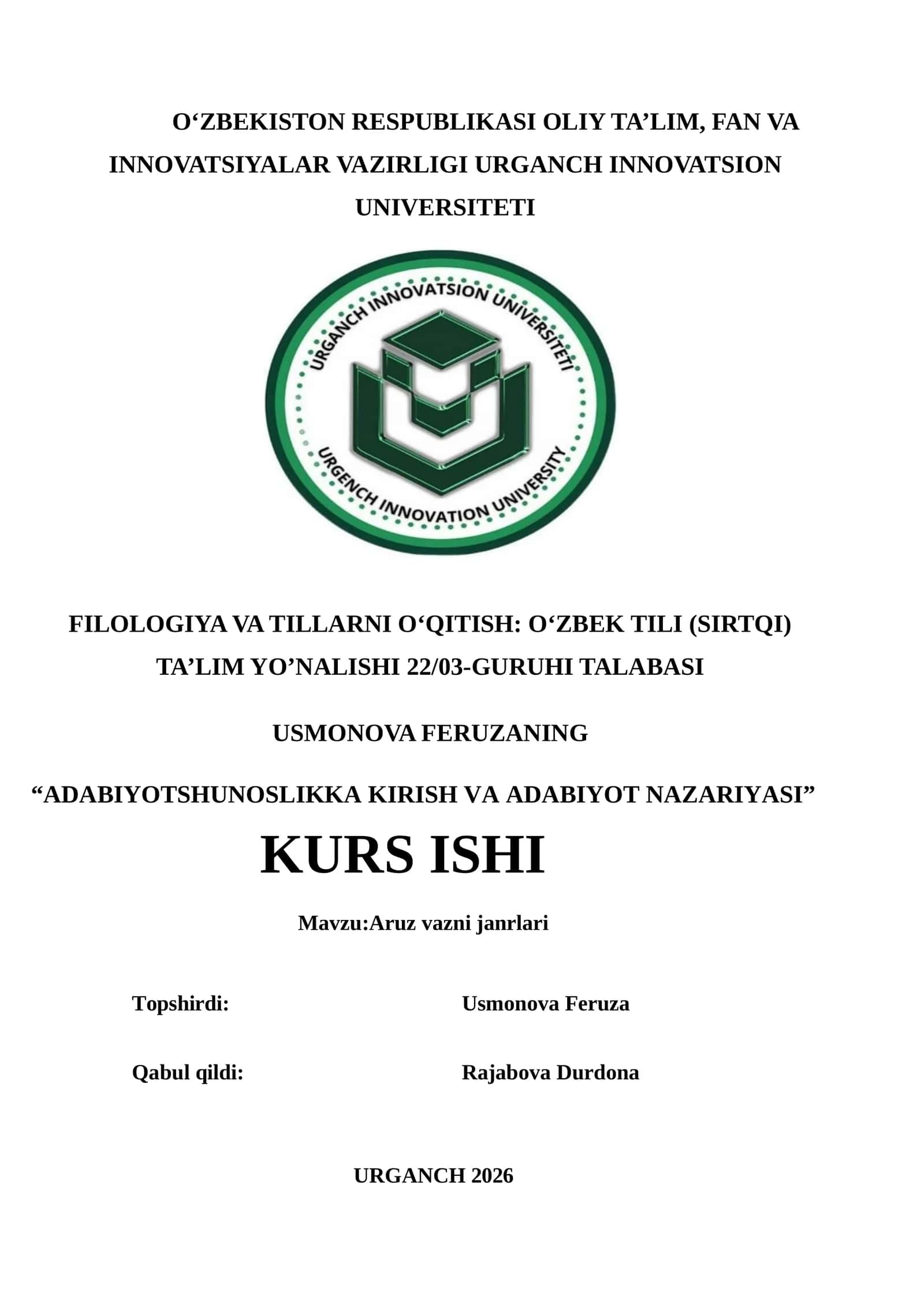 Aruz vazni janrlari
