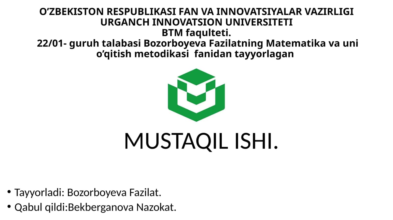 Matematik tushunchalar haqida