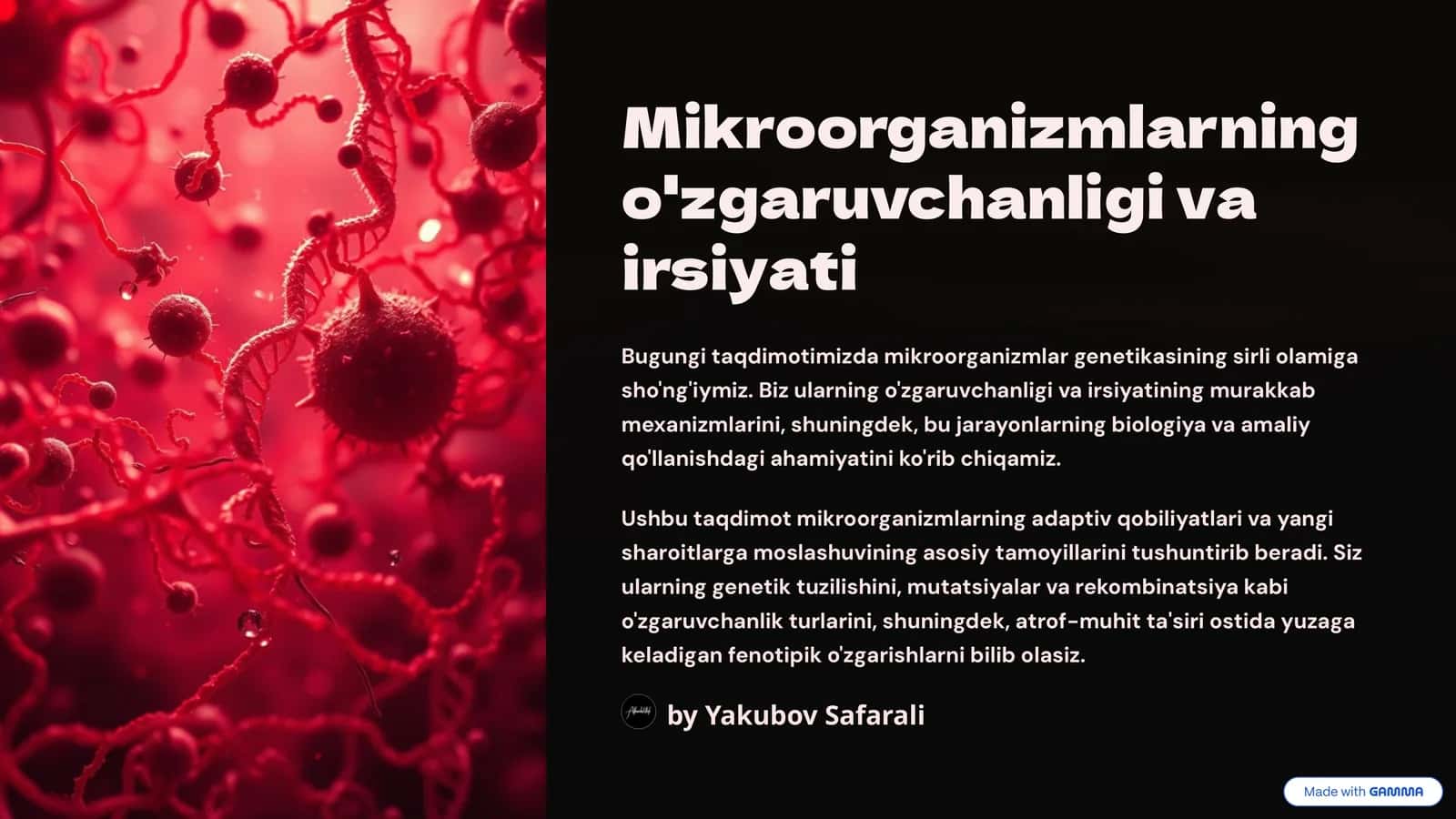 Mikroorganizmlarning o'zgaruvchanligi va irsiyati