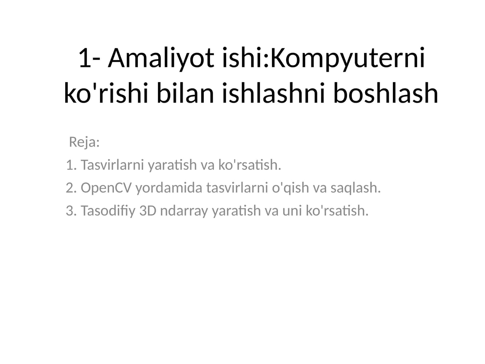 Kompyuterni ko'rish bilan ishlashni boshlash
