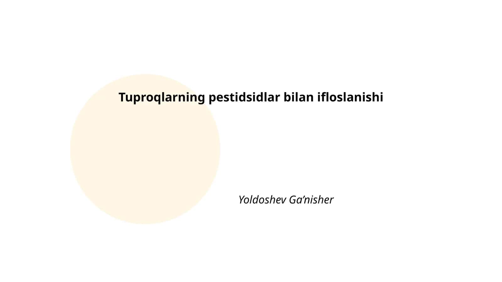Pestitsidlarning Tuproq Ekotizimiga Ta'siri