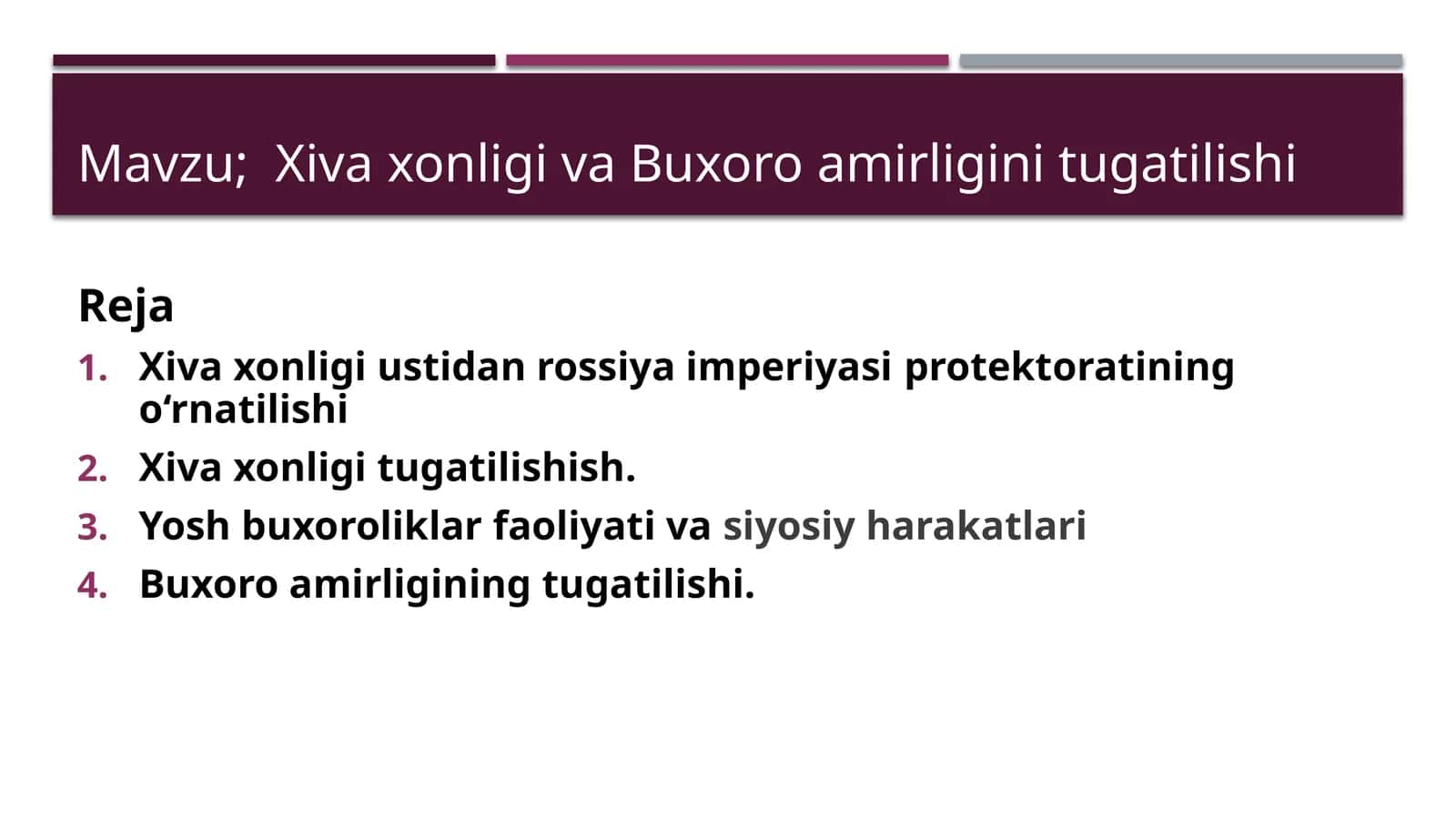 Xiva xonligi va Buxoro amirligini tugatilishi