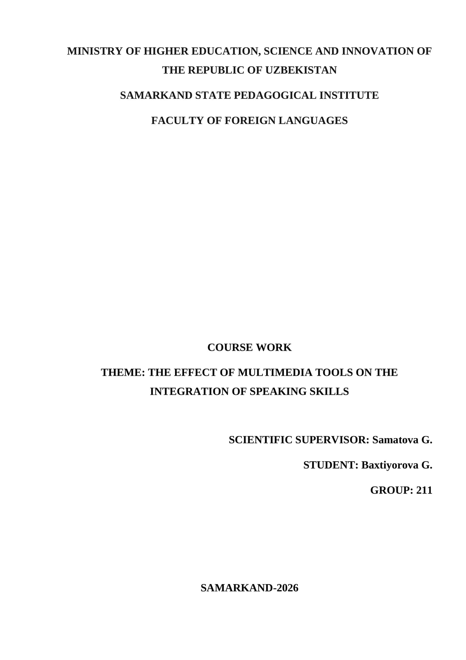 THE EFFECT OF MULTIMEDIA TOOLS ON THE INTEGRATION OF SPEAKING SKILLS
