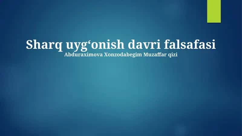Sharq Uyg‘onish davri falsafasi
