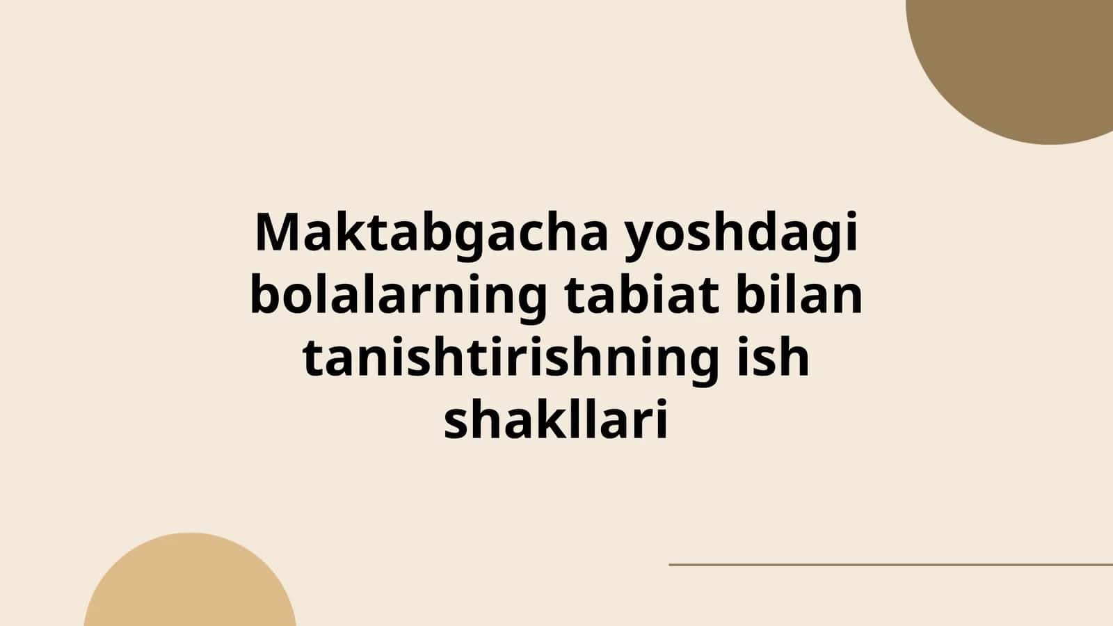 Tabiatga sayr va kuzatuvlar tashkil etish