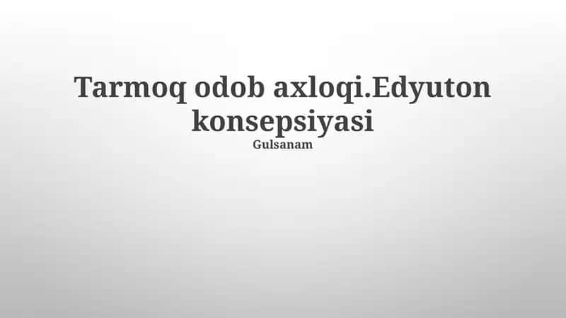 Tarmoq Odobi va Eduytonning O'zaro Aloqasi
