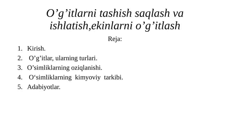 Qishloqxо‘jaligining Samarali foydalanishi