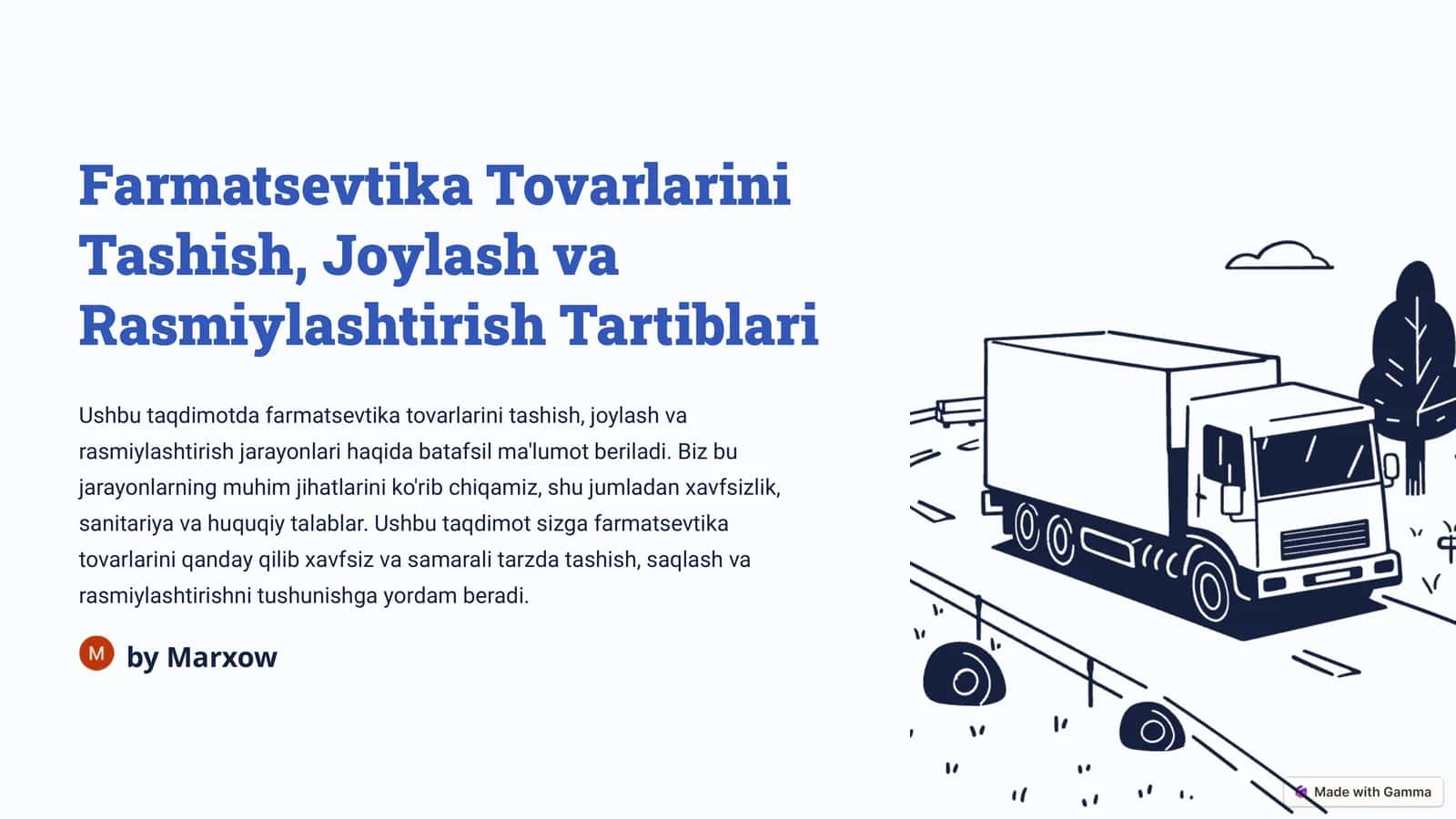 Dori-darmonlarni Tashish Talablari