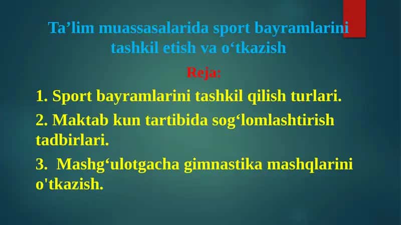 Sport bayramlarini tashkil qilish