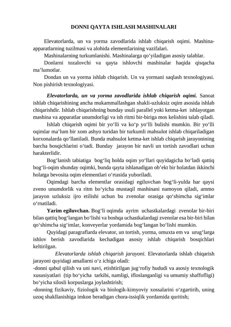 Donni qayta ishlash mashinalari