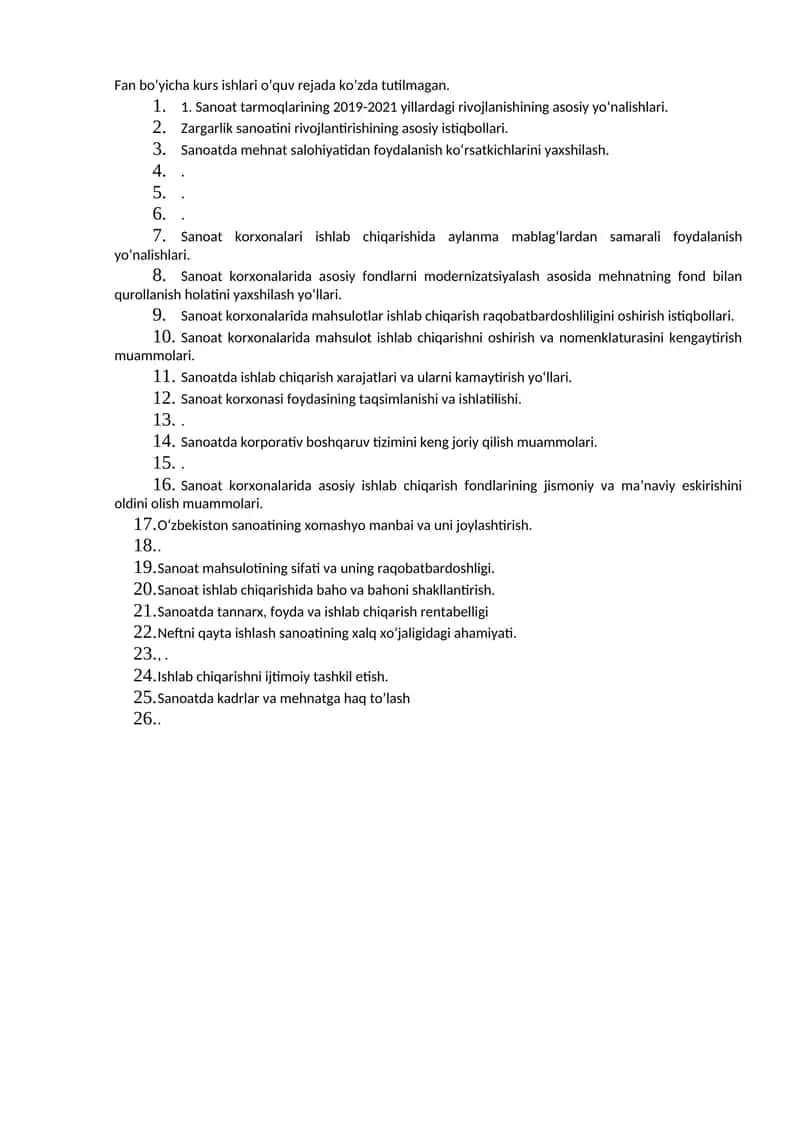 Sanoat Tarmoqlarining Rivojlanishi