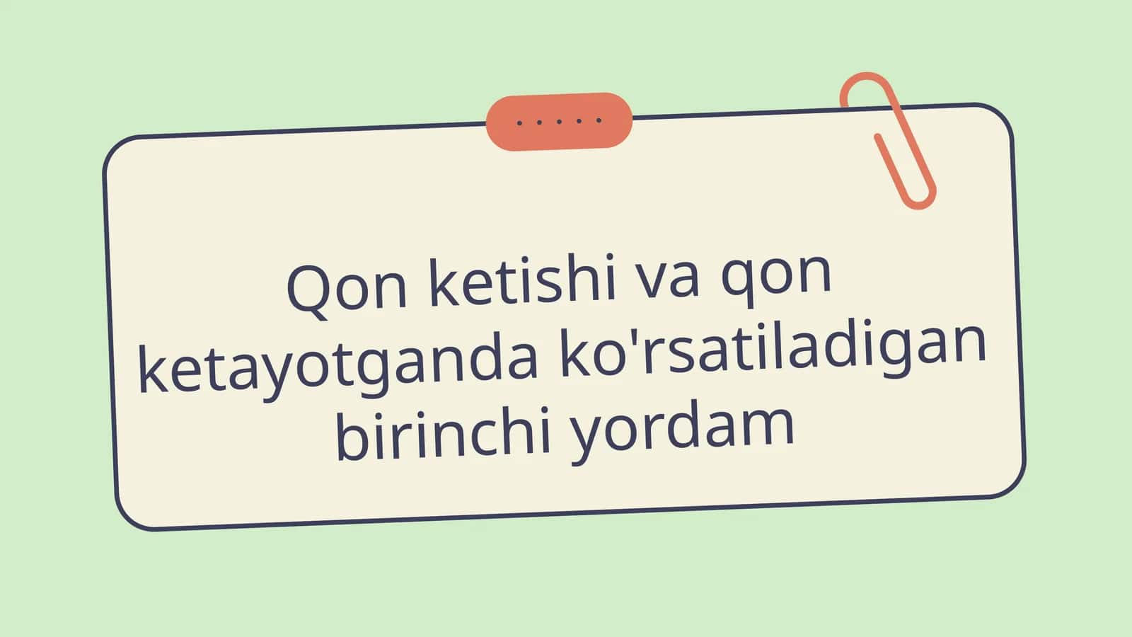 Qon ketishi va qon ketayotganda ko'rsatiladigan birinchi yordam