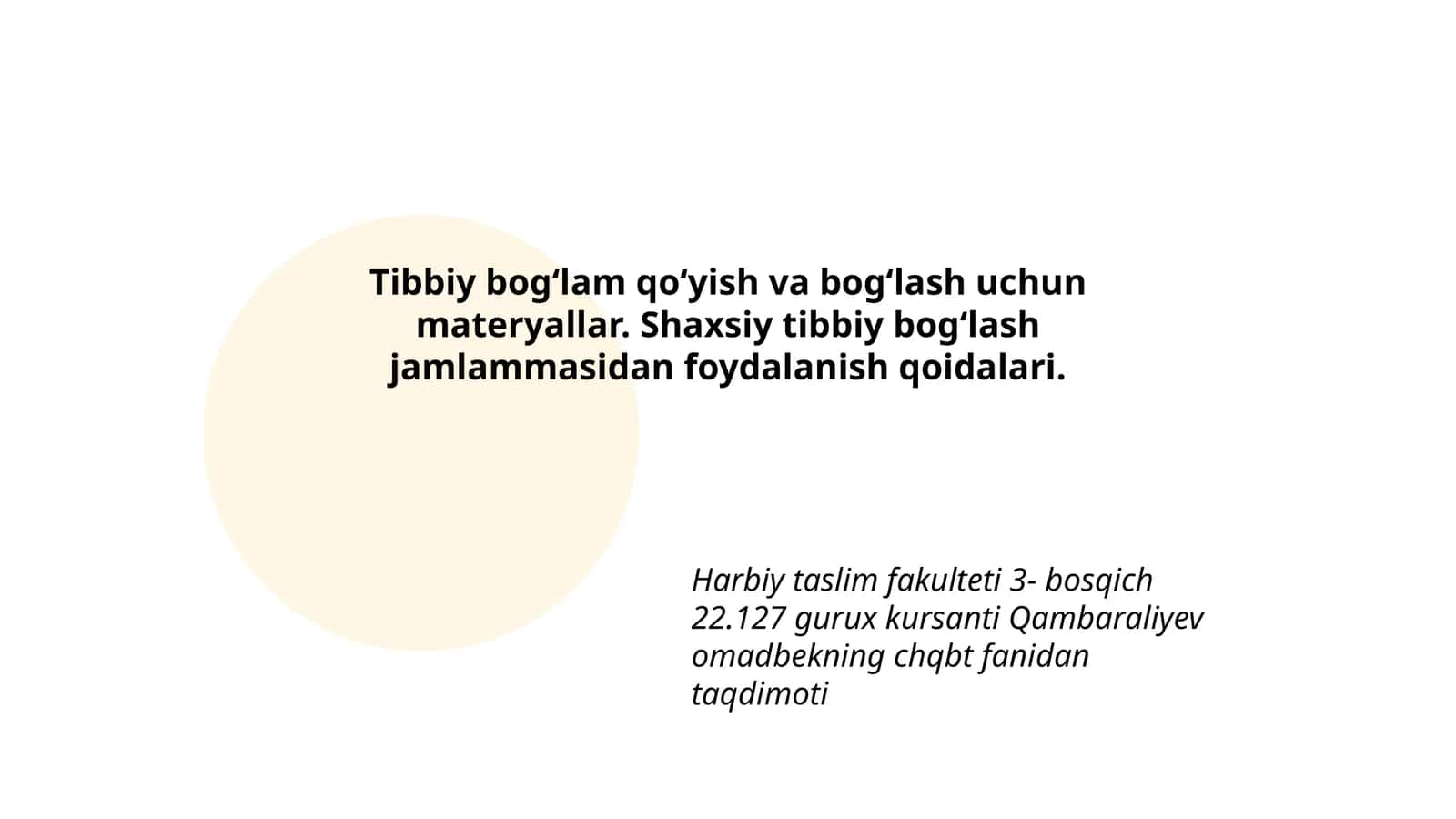 Qambaraliyev omadbekning chqbt fanidan taqdimoti