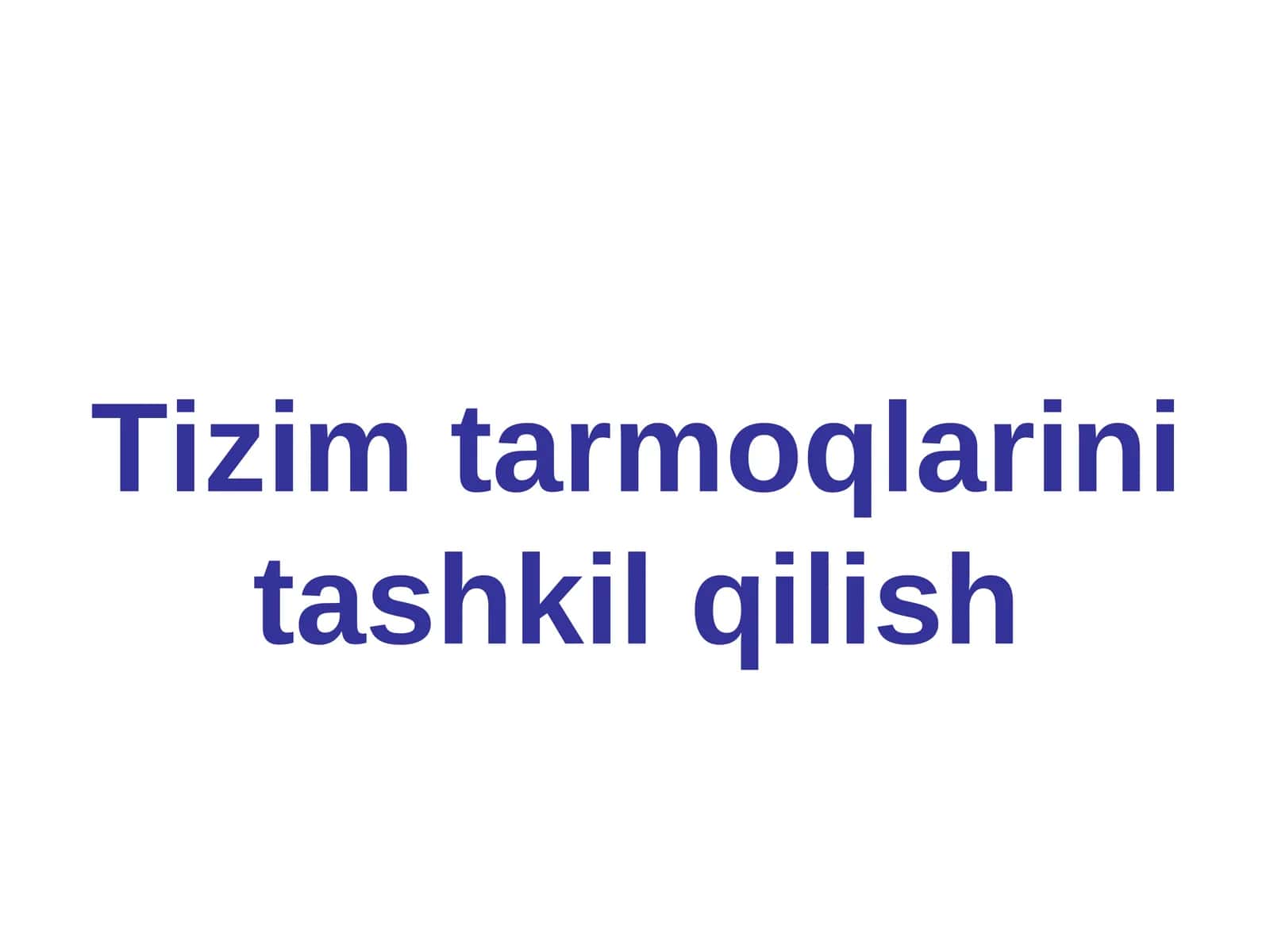 Tizim tarmoqlarini tashkil qilish