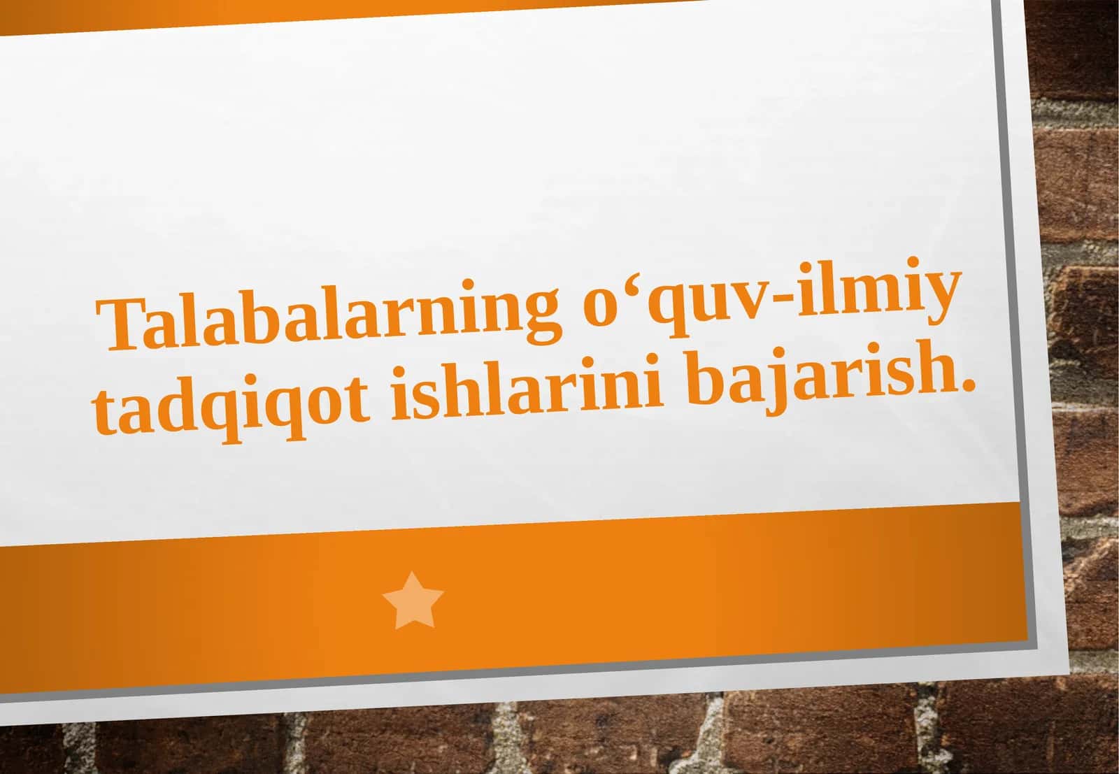 Talabalarning oʻquv-ilmiy tadqiqot ishlarini bajarish