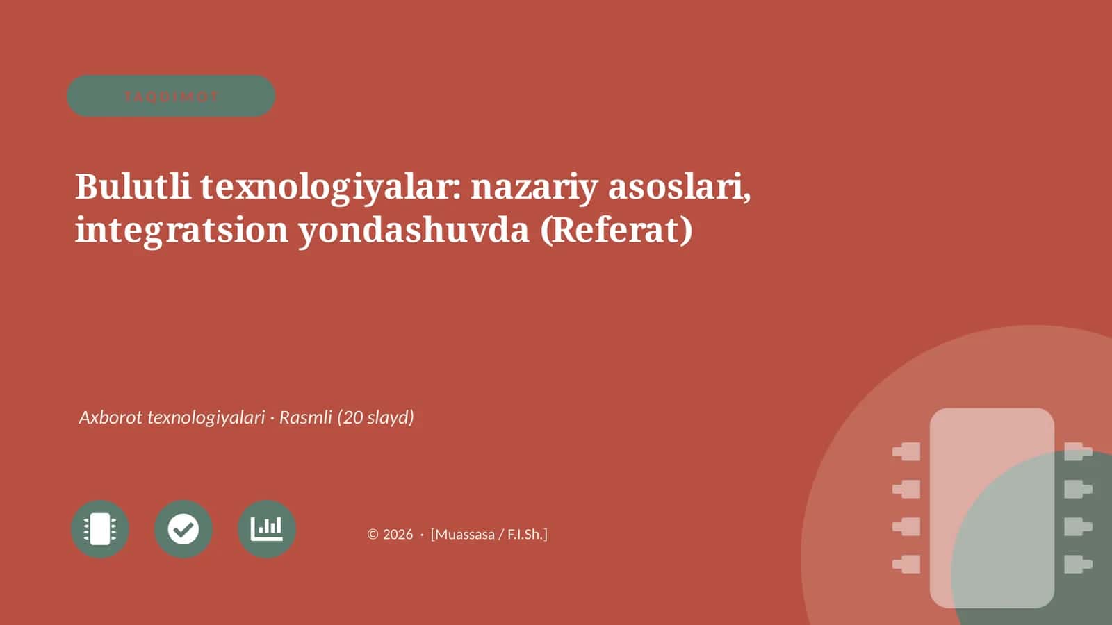 Bulutli texnologiyalar: nazariy asoslari, integratsion yondashuvda (Referat)