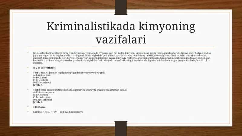 Kriminalistika fanidan kimyo