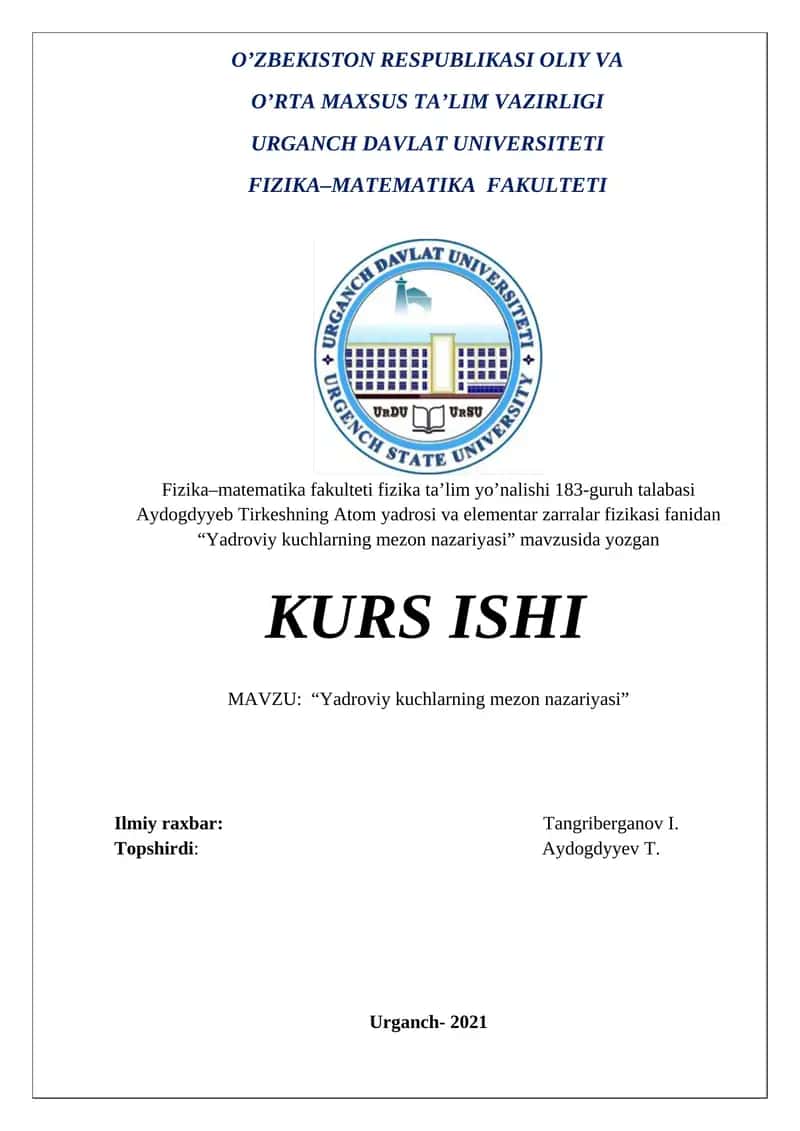 “Yadroviy kuchlarning mezon nazariyasi”