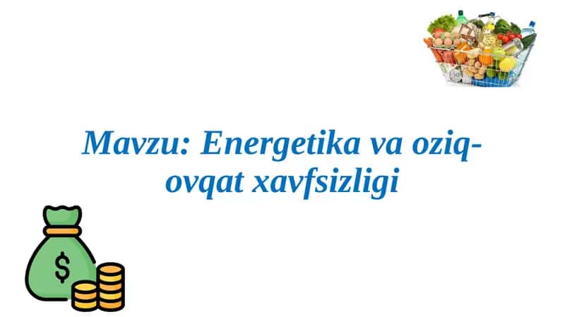 Energetika va oziq-ovqat xavfsizligi