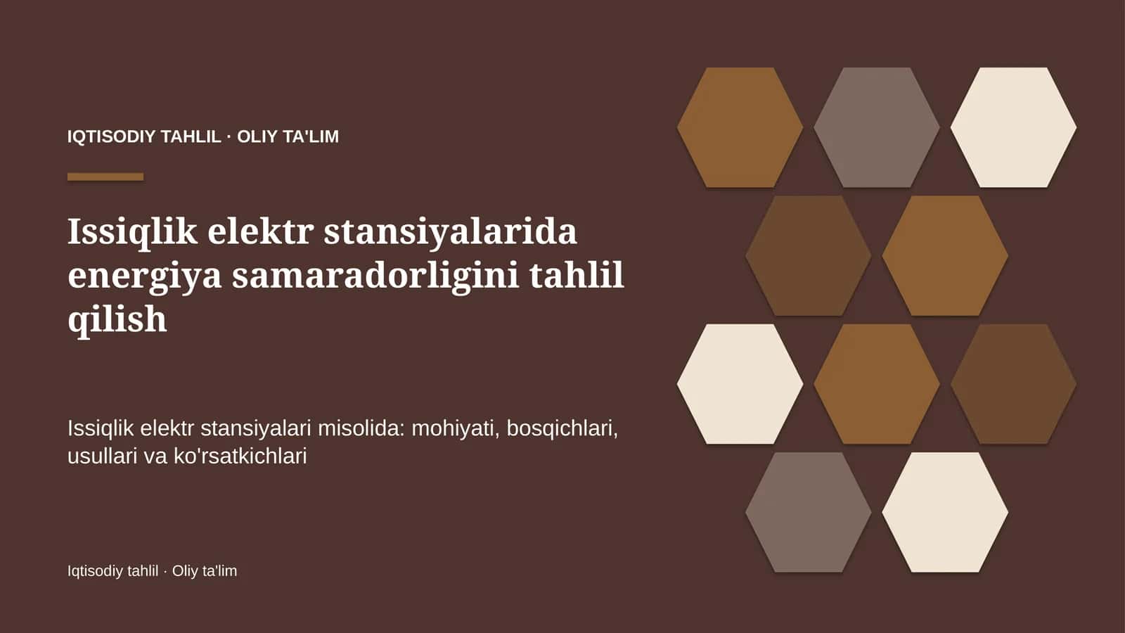 Issiqlik elektr stansiyalarida energiya samaradorligini tahlil qilish