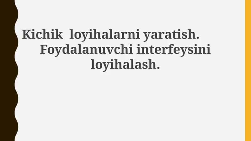 Kichikloyihalarniyaratish