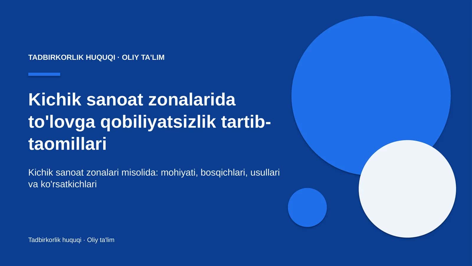Kichik sanoat zonalarida to'lovga qobiliyatsizlik tartib-taomillari