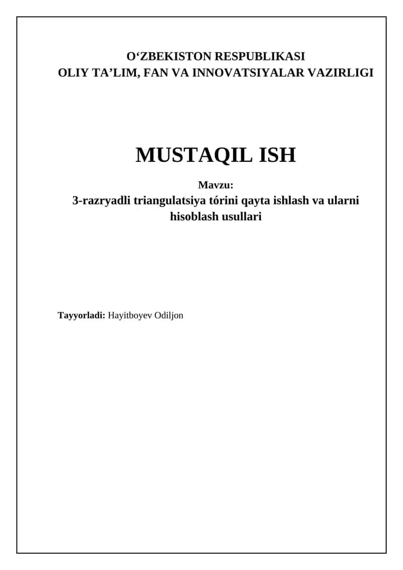 3-tartibli triangulyatsiya tarmoqlari