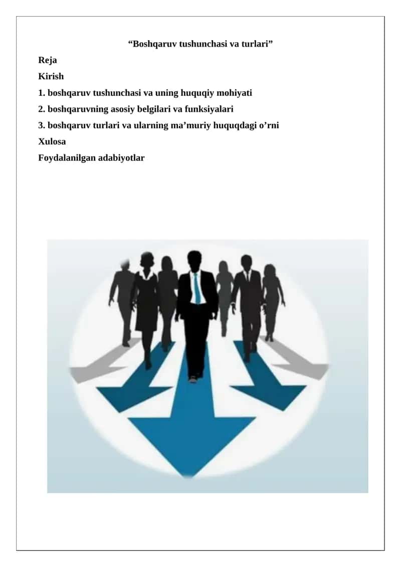Boshqaruv tushunchasi va turlari