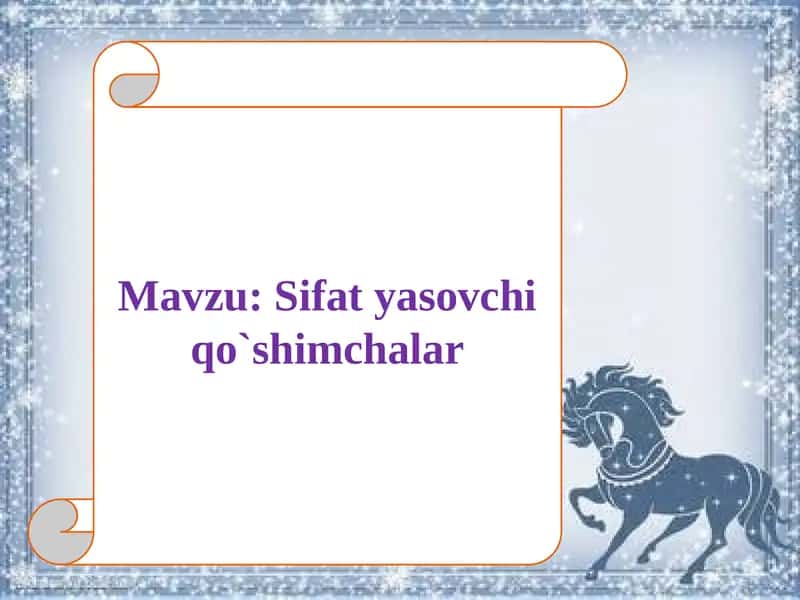 Sifat yasovchi qo`shimchalar