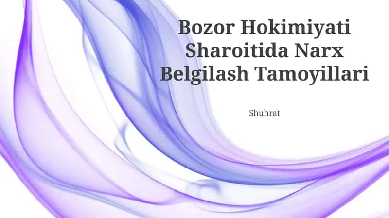 Bozor Hokimiyati Sharoitida Narx Belgilash Tamoyillari