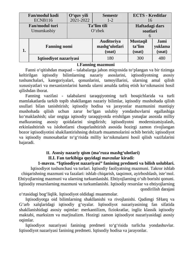 Iqtisodiyot nazariyasi