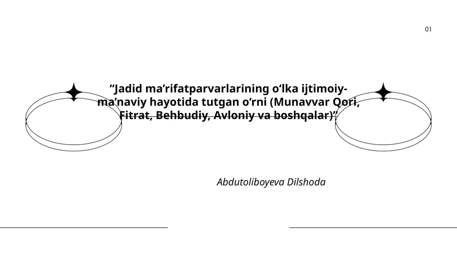 Jadid ma’rifatparvarlarining o‘lka ijtimoiy-ma’naviy hayotida tutgan o‘rni (Munavvar Qori, Fitrat, Behbudiy, Avloniy va boshqalar)