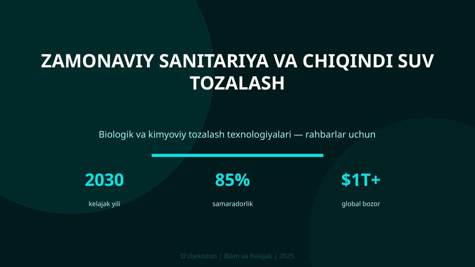 Zamonaviy sanitariya va chiqindi suv tozalash