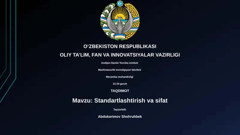 Standartlashtirish va Sifat