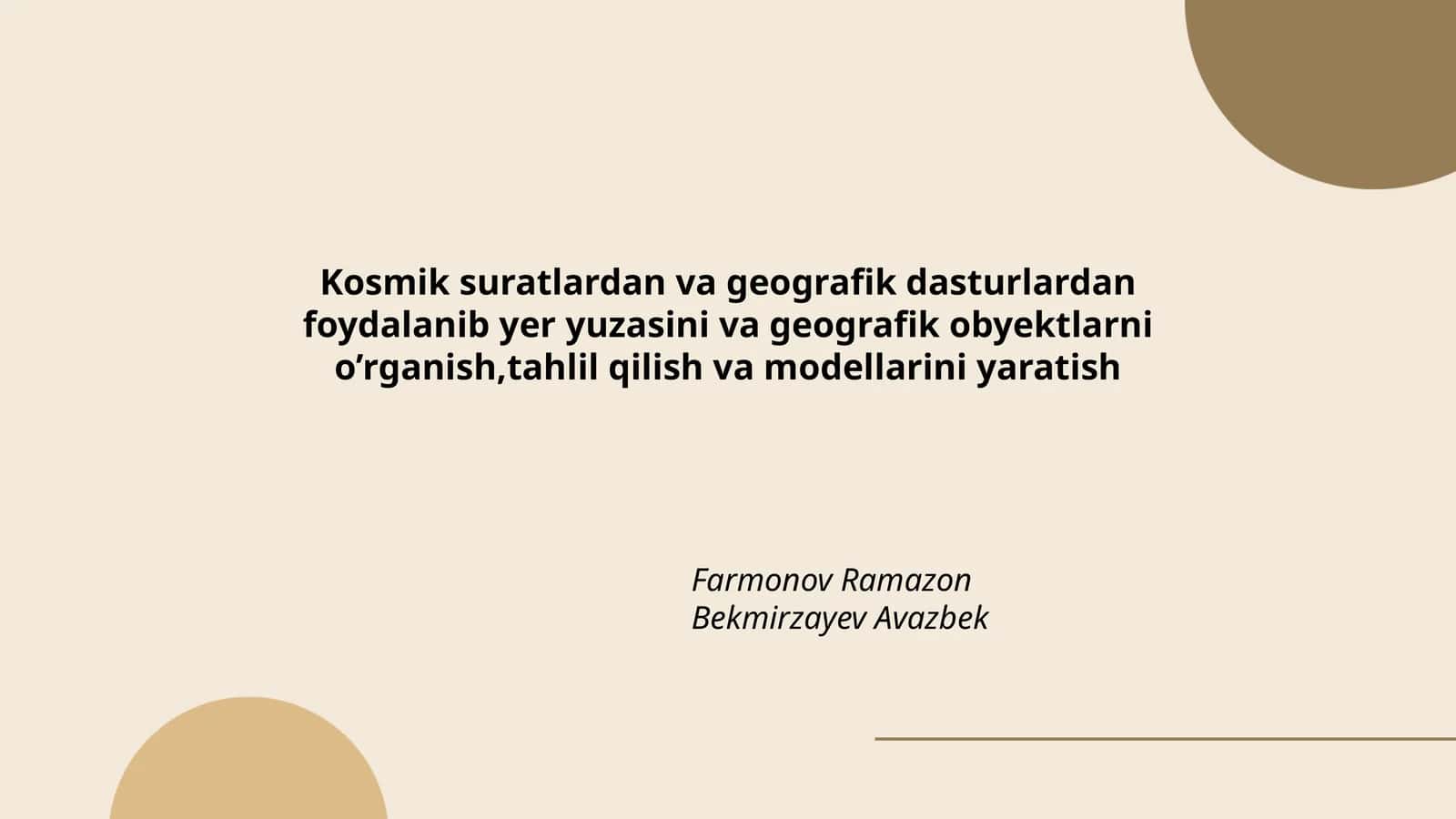 Kosmik suratlardan va geografik dasturlar