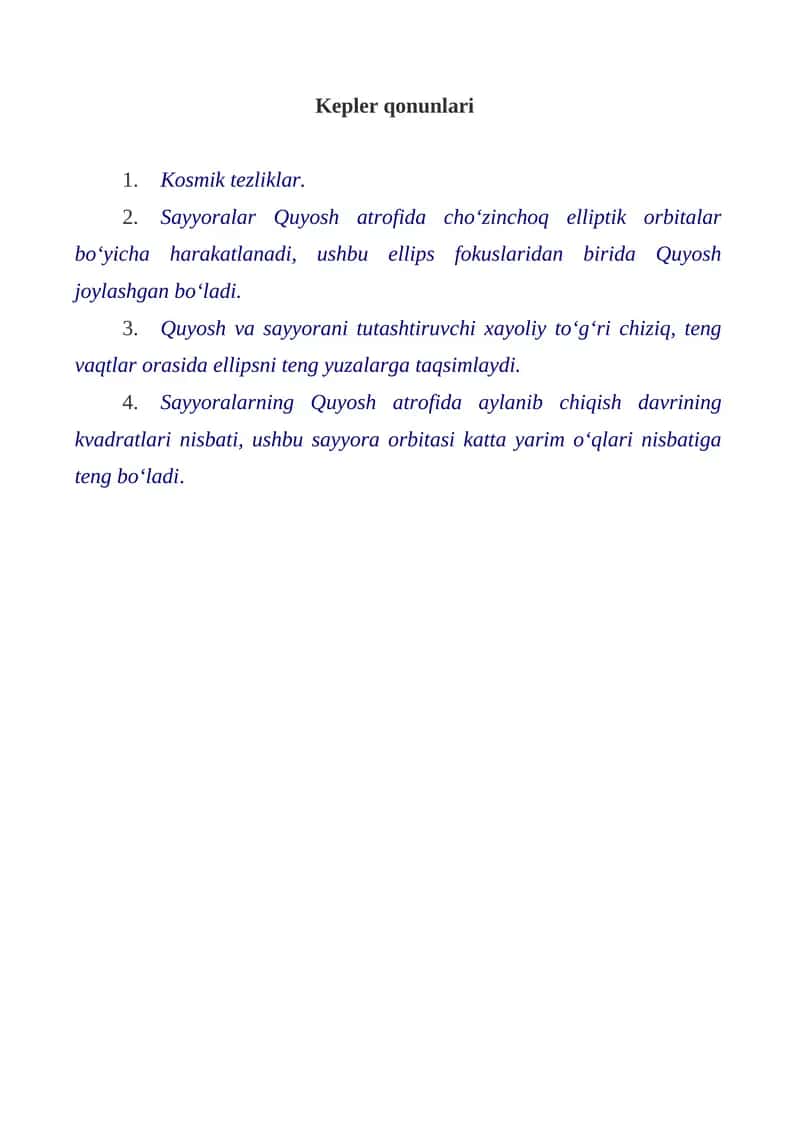 Kepler qonunlari