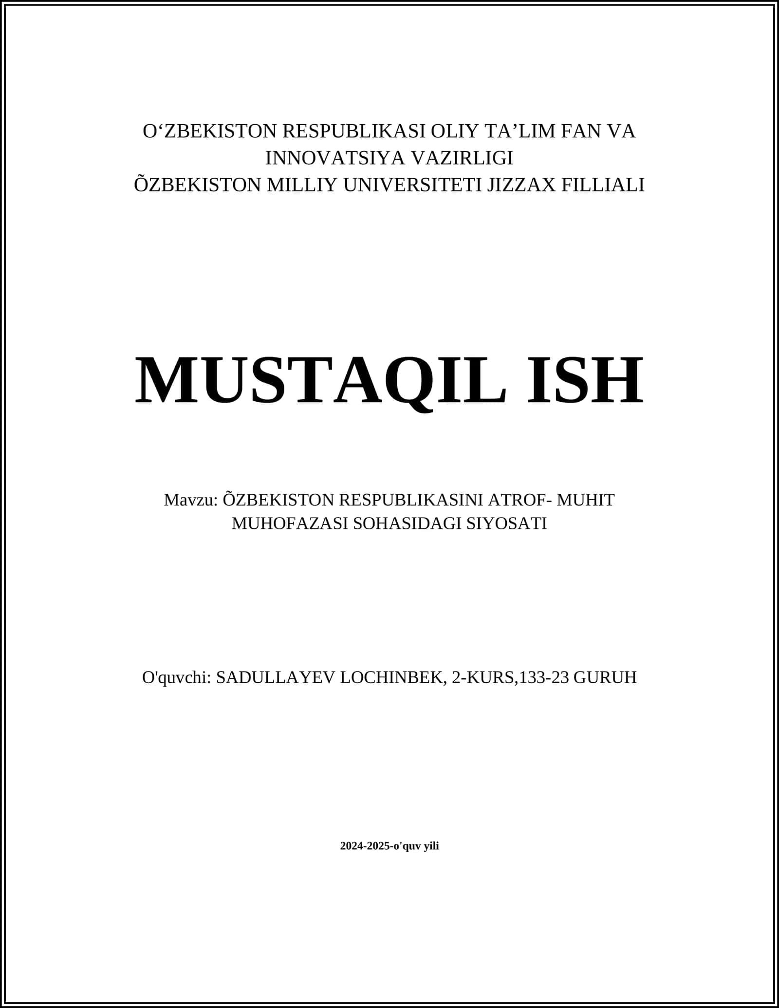 Ekologik xavfsizlikni ta'minlash