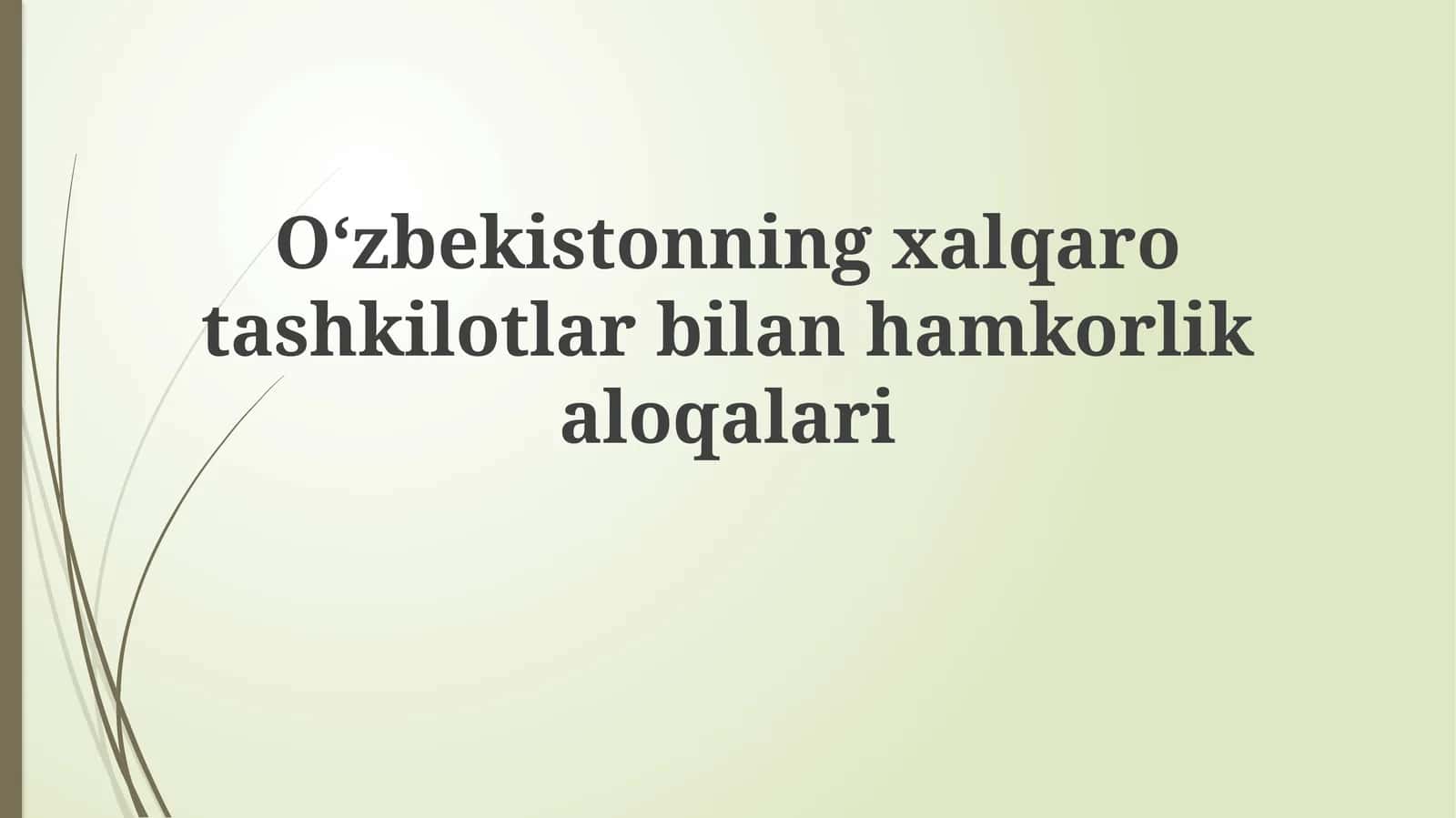 O‘zbekistonning xalqarotashkilotlar bilan hamkorlik aloqalari