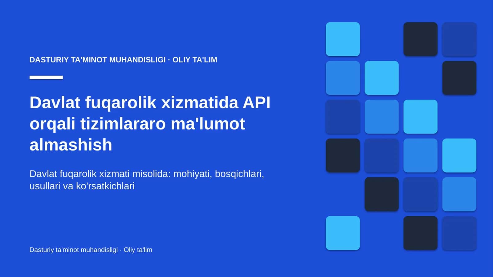 DASTURIY TA'MINOT MUHANDISLIGI · OLIY TA'LIM