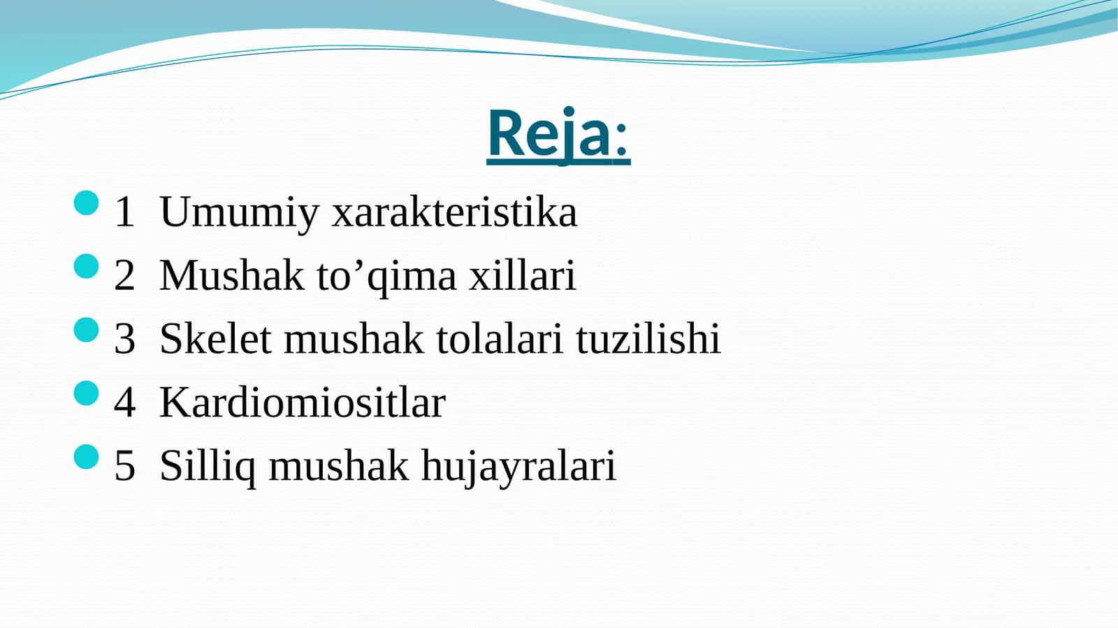 Mushak Tўqimasining Ҳillari