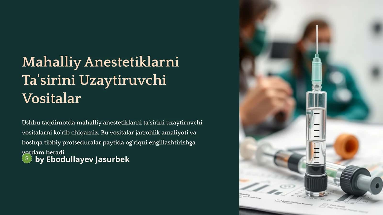 Mahalliy Anestetiklarni Ta'sirini Uzaytiruvchi Vositalar