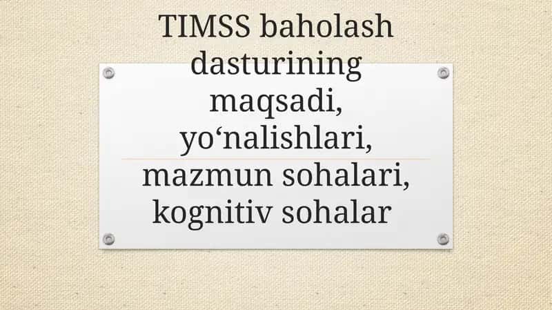TIMSS baholash dasturi