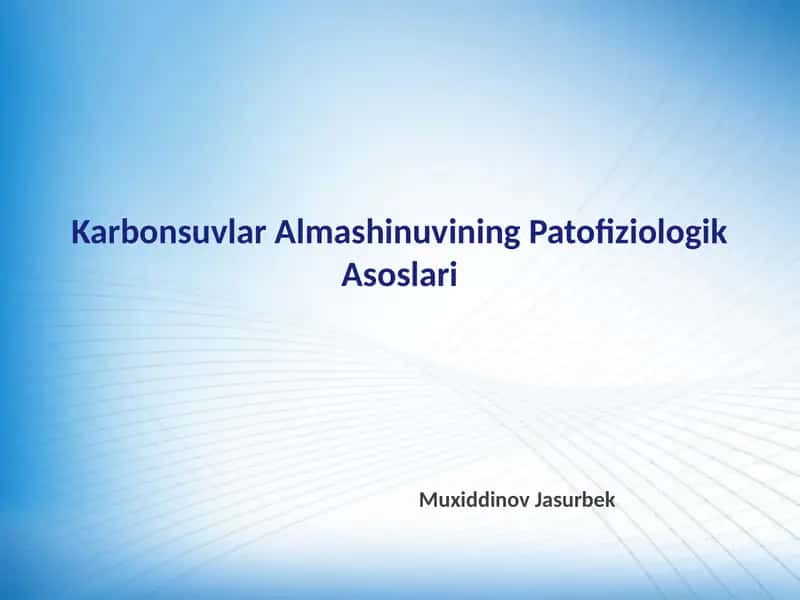 Karbonsuvlar Almashinuvining Patofiziologik Asoslari
