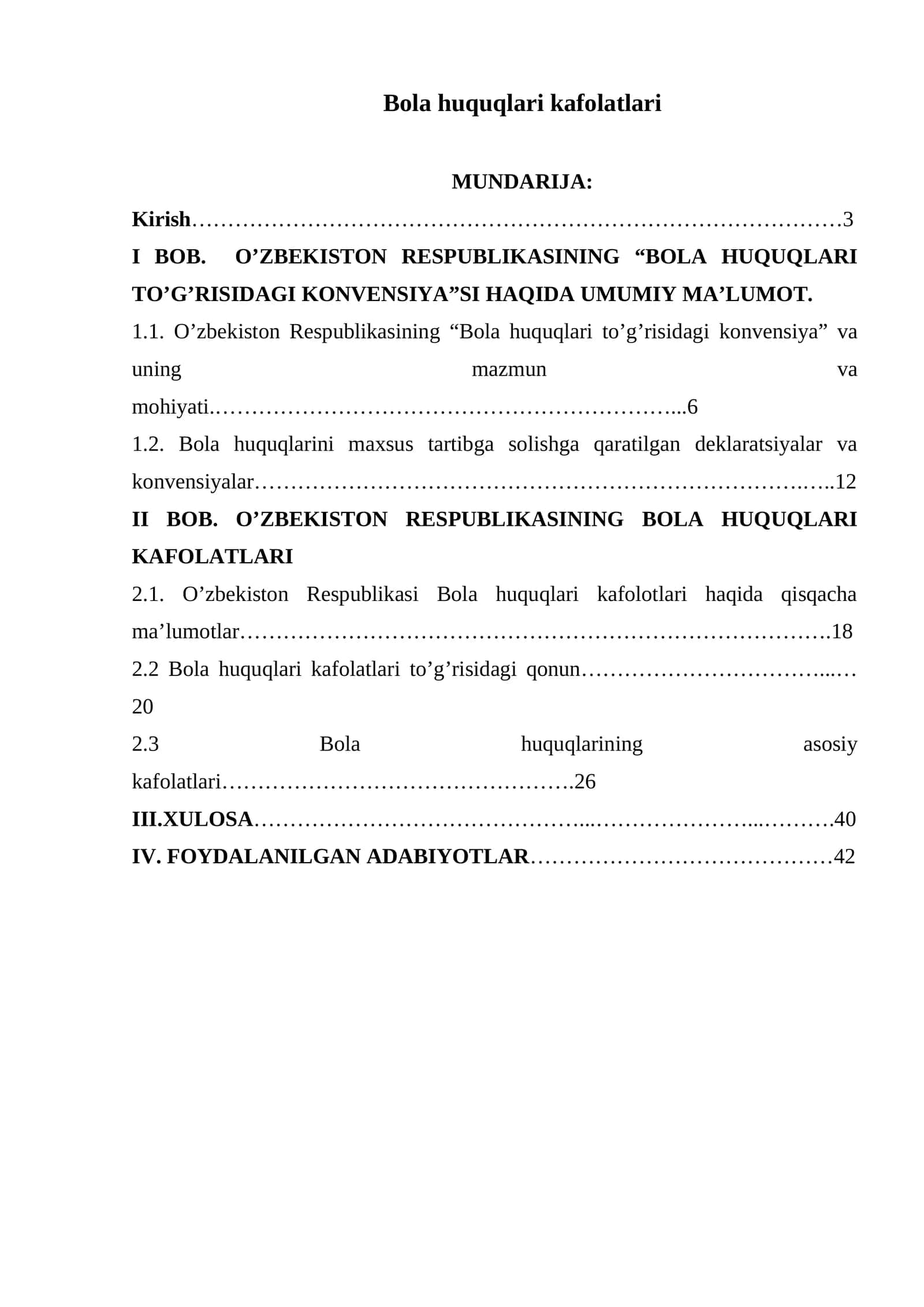 Bola huquqlari kafolatlari
