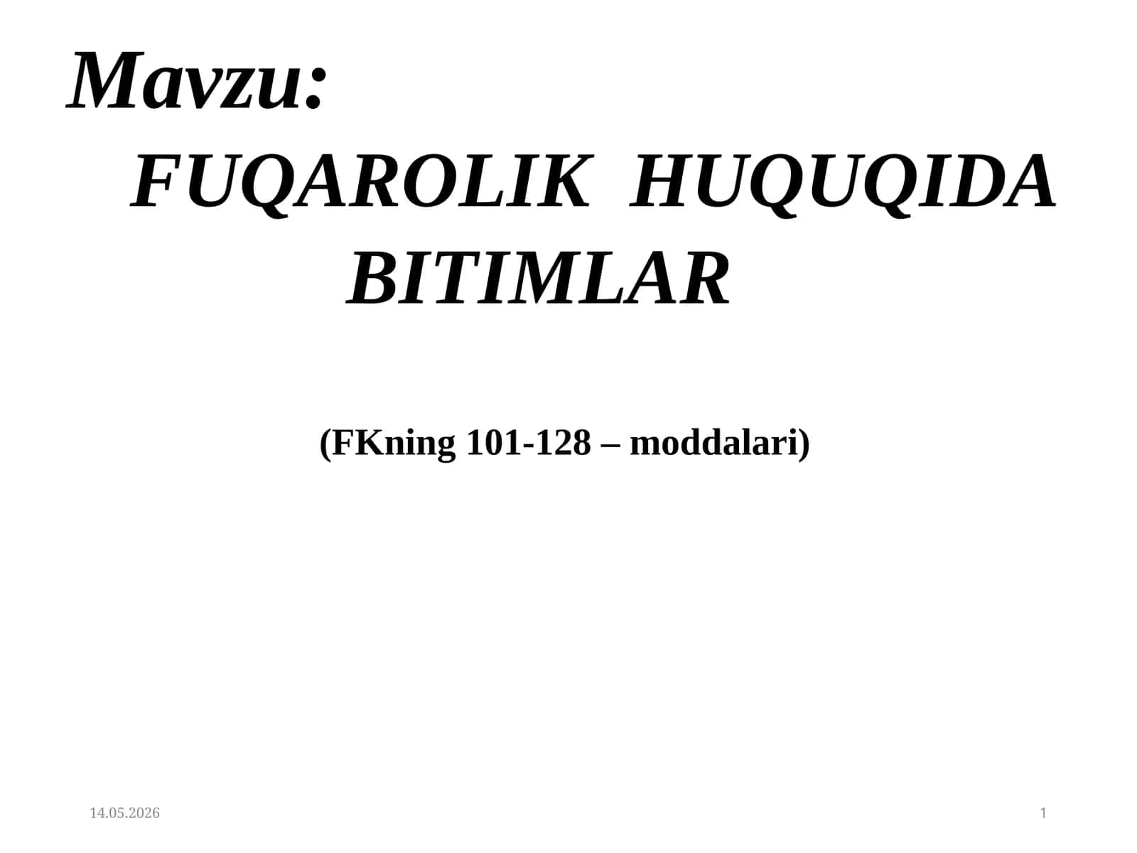 FUQAROLIK HUQUQIDA BITIMLAR