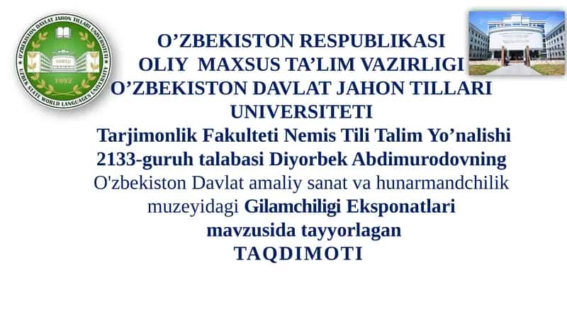 O'zbekiston davlat amaliy sanat va hunarmandchilik muzeyi gilamchiligi