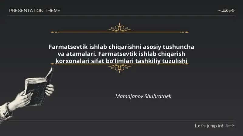 Farmatsevtik ishlab chiqarish asosiy tushunchalari va atamalari